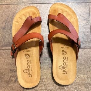 YOKONO Leather Sandals Strap Buckle Spring Summer Women’s 8 EUC